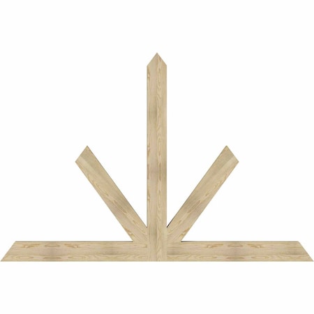 Ekena Millwork Saratoga Rough Sawn Timber Gable Bracket, Douglas Fir, 96"W x 64"H x 4"D x 6"F, 16/12 Pitch GBW096X64X0406SAR00RDF